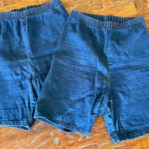2 prs * FADED GLORY pull-on DENIM Bike WORKOUT Bermuda SHORTS * stretch *